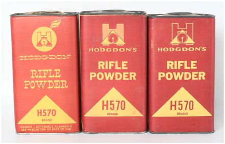 3 Bottles Vintage Hodgdon's H570 Rifle Powder Cans