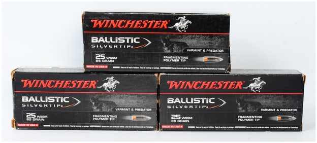 60 Rounds of Win 25 WSSM 85 Grain Ballistic Silvertip Ammo Three Boxes