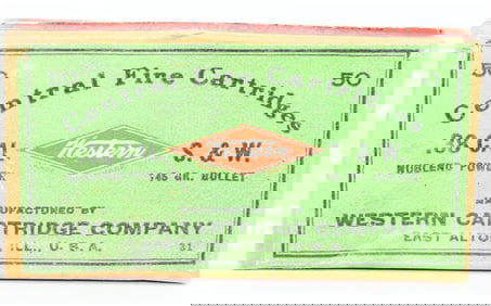 Vintage Western Ammo Company .38 S. & W. Ammo Box with 39 Rounds