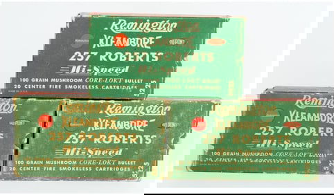 3 Boxes of Vintage Rem Kleanbore .257 Roberts Hi-Speed Ammo 60 Rounds Total