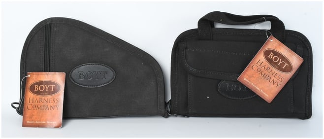 Pair of Boyt Harness Company Pistol Cases: A Plantation Series Heart Shaped Pistol Pad and a Handgun