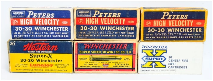 Collection of Vintage Peters Western and Win .30-30 Rifle Ammo 115 Rounds