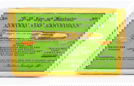 Vintage Box of 20 Western .30-40 Krag Central Fire Ammo with Lubaloy Bullets