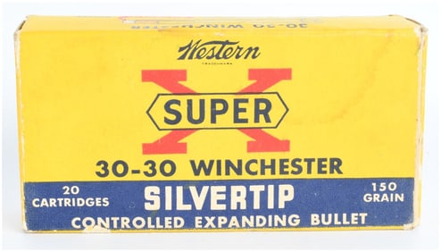 Vintage Western Super-X 30-30 Win Silvertip Rifle Ammo 20 Live Rounds