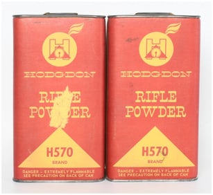 Pair of Vintage Hodgdon H570 Rifle Powder Bottles