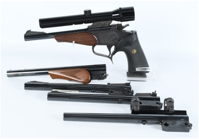 Thompson/Center Arms Single-Shot Break-Action Pistol 5 Barrel Set .22 LR Scoped .32-20 Win .357 Mag