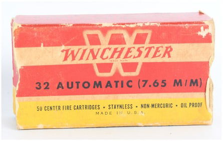 Vintage Win .32 Automatic (7.65 M/M) Ammo 50 Rounds Circa 1946