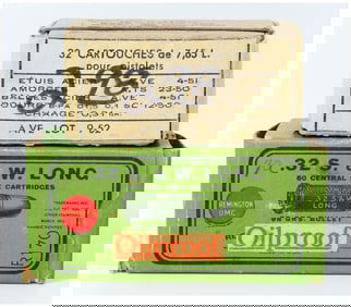 82 Rounds of Vintage Pistol Ammo: Rem UMC .32 S&W Long Black Powder and French 7.65L Ammo