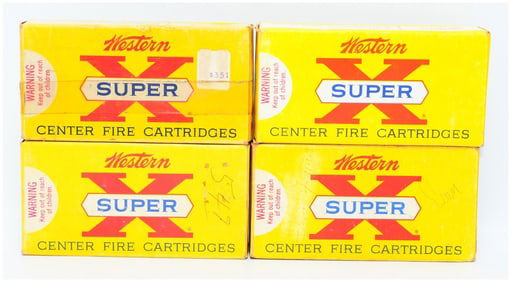 4 Vintage Western Super X and Super-Speed .225 Win Ammo Boxes 80 Rounds