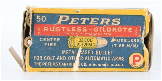 50 Rounds Peters Rustless .32 Colt Automatic / 7.65 M/M Ammo Full Box
