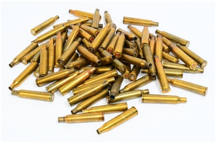 77 EMPTY BRASS CASINGS FOR RELOADING Including .223 REM and .220 SWIFT