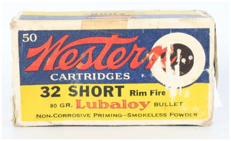 14 Live Rounds of Western .32 Short Rim Fire Lubaloy Ammo in Original Box