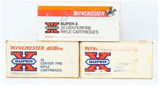 3 Boxes of Vintage Win Super-X 300 Savage Rifle Ammo