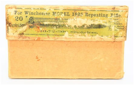 Win Model 1895 40-72-300 Smokeless Ammo Box with 11 Rounds (6 Empty Brass Casings)