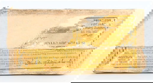 Vintage Win .32-40 Cal 2-Piece Cardboard Box with 20 Empty Brass 165 Gr. Soft Point Ammo