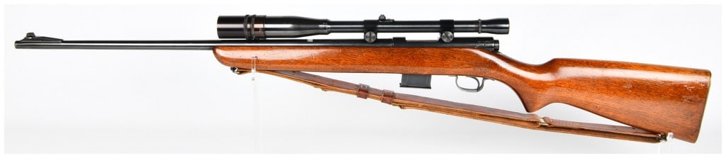 Win Model 43 .218 Bee Bolt-Action Sporting Rifle with 24 1/4" Barrel: A Winchester Model 43 bolt-action sporting rifle chambered in .218 Bee, serial number 17103A, featuring a 24 1/4" barrel. The receiver is marked 'WINCHESTER - MODEL 43 - 218 BEE', 'MADE IN NEW HAVEN,
