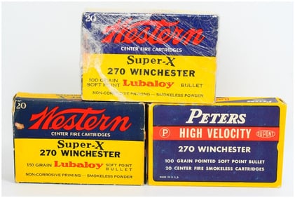 60 Rounds of Vintage Western Super-X and Peters .270 Win Ammo Three Boxes
