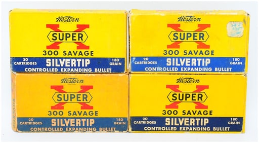4 Western Super-X 300 Savage Silvertip 180 Grain Ammo Boxes Eighty Rounds Total