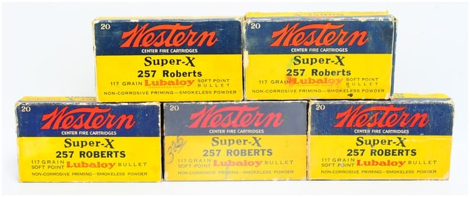Five Western Super-X 257 Roberts Center Fire Ammo