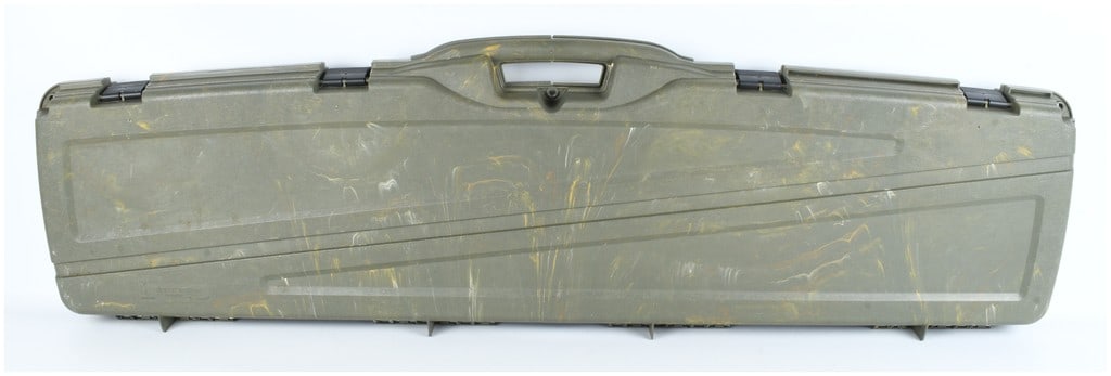 Plano Protector Series Model 1502 Single Long Gun Case: This lot consists of a single Plano Protector Series Model 1502 hard-sided long gun case. The case is constructed of durable polymer material finished in an olive drab green color with an intentional