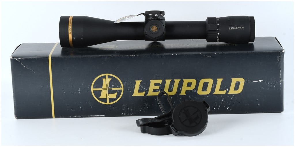 Leupold VX-5HD 2-10x42 CDS-ZL2 Riflescope with FireDot Duplex Reticle: A single Leupold VX-5HD 2-10x42 riflescope, presented in its original factory packaging. This optic features a 30mm main tube and a durable black matte finish. The magnification range is variable