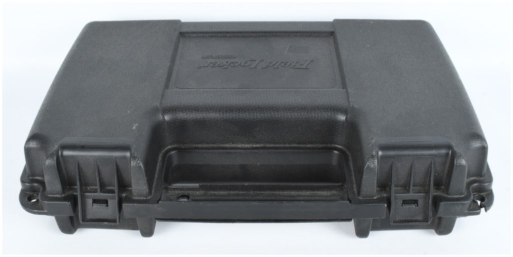 Field Locker Woodstream Single Pistol Gun Case: A single hard-sided carrying case identified by the embossed branding Field Locker and Woodstream on the lid, consistent with models marketed as single pistol or gun cases. The case is constructed fro