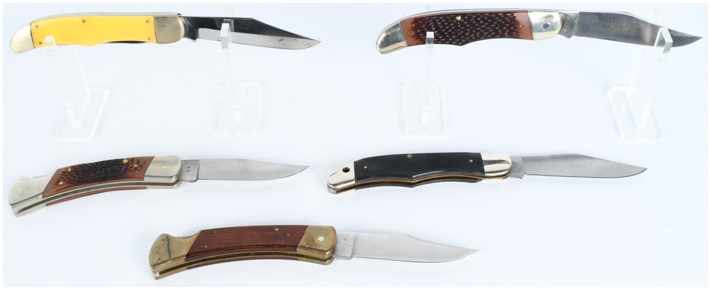 A Group of 5 Vintage Craftsman and Remington Folding Hunter Lockback Knives (1 of 20)