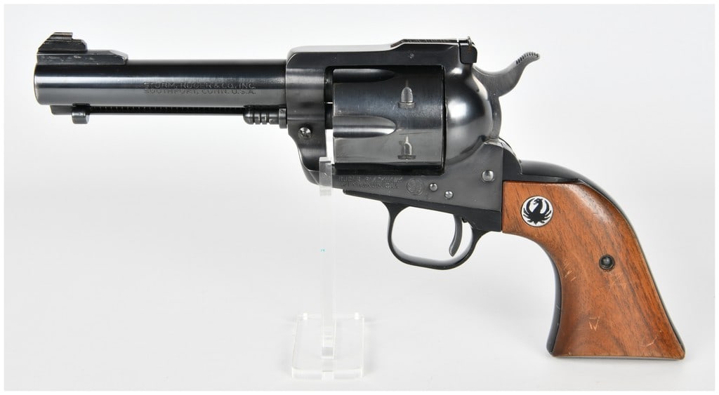 Sturm Ruger & Co. Blackhawk Single-Action Revolver .41 Magnum Caliber SN 11275: A Sturm, Ruger & Co. Blackhawk single-action revolver chambered in .41 Magnum caliber. This pistol features a high-gloss blued finish on the barrel, frame, and fluted six-shot cylinder. The revolver i