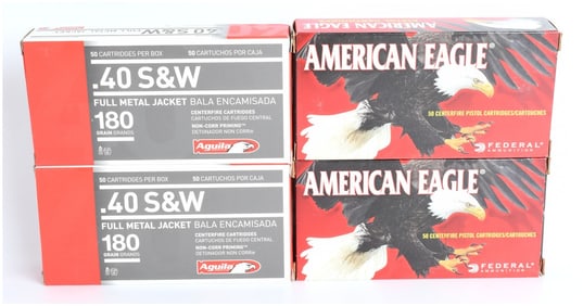 A Lot of 200 Rounds of Federal American Eagle and Aguila .40 S&W Full Metal Jacket Ammunition