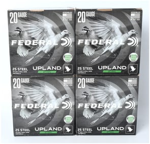 A Lot of 100 Rounds Federal Upland Steel 20 Gauge Shotshell Ammunition (7 1/2 Shot)