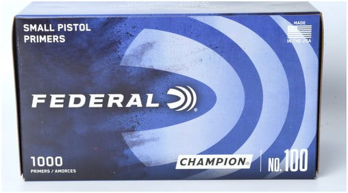Federal Champion No. 100 Small Pistol Primers, Lot of 1000