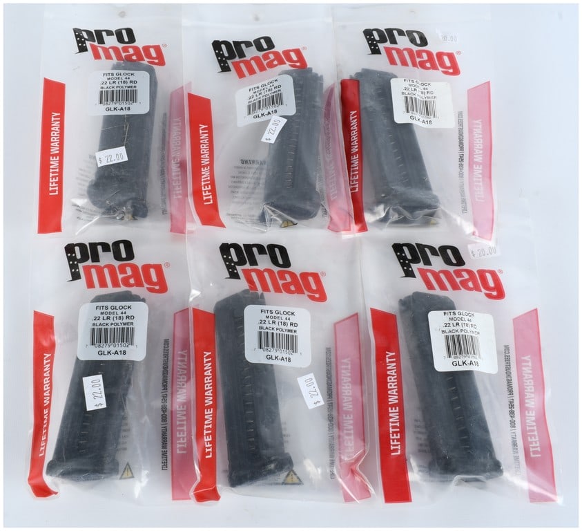 A Collection of Six ProMag GLK-A18 18-Round .22 LR Magazines for Glock Model 44 (1 of 4)