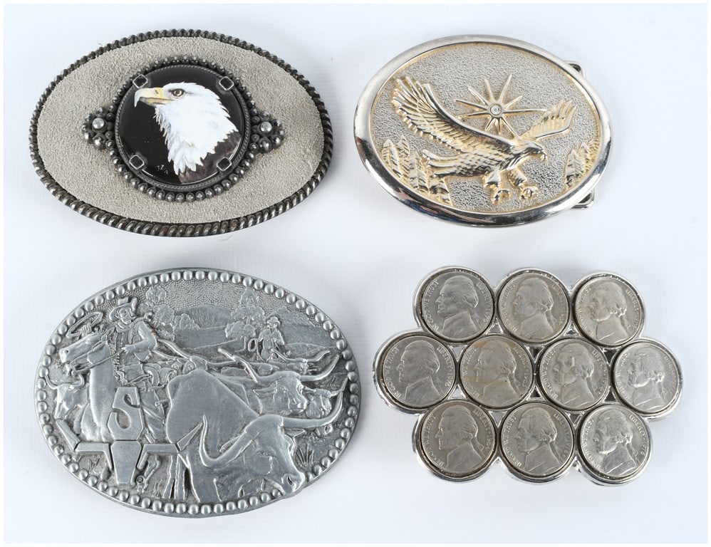 A Group of Four Vintage Western and Decorative Belt Buckles (1 of 4)