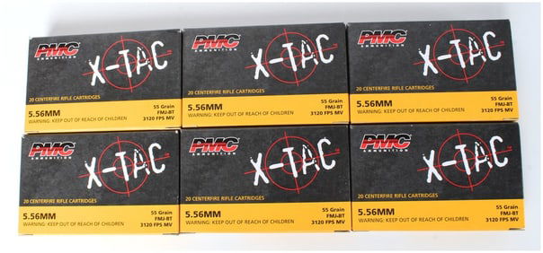 PMC X-TAC M193 5.56x45 NATO 55 Grain FMJ-BT Ammunition Lot of 120 Cartridges
