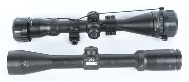 A Pair of Variable Power Rifle Scopes: CenterPoint 3-9x40AO and Burris 3X-9X 40mm FULLFIELD II
