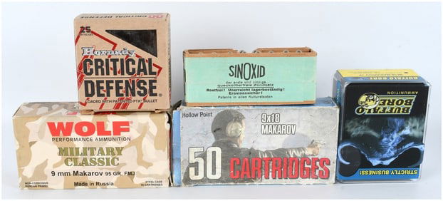 A Lot of 130 Rounds of 9x18 Makarov Ammunition and Components