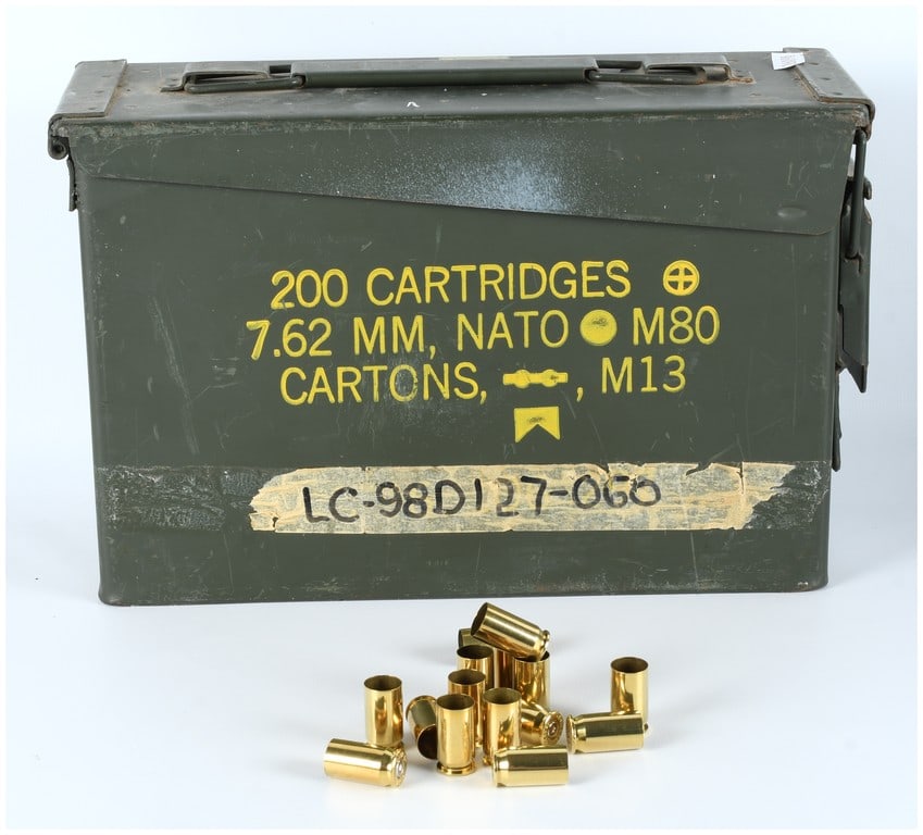 Bulk Lot of Cleaned .45 ACP Empty Brass Casings in a Military Metal Ammo Can (1 of 6)