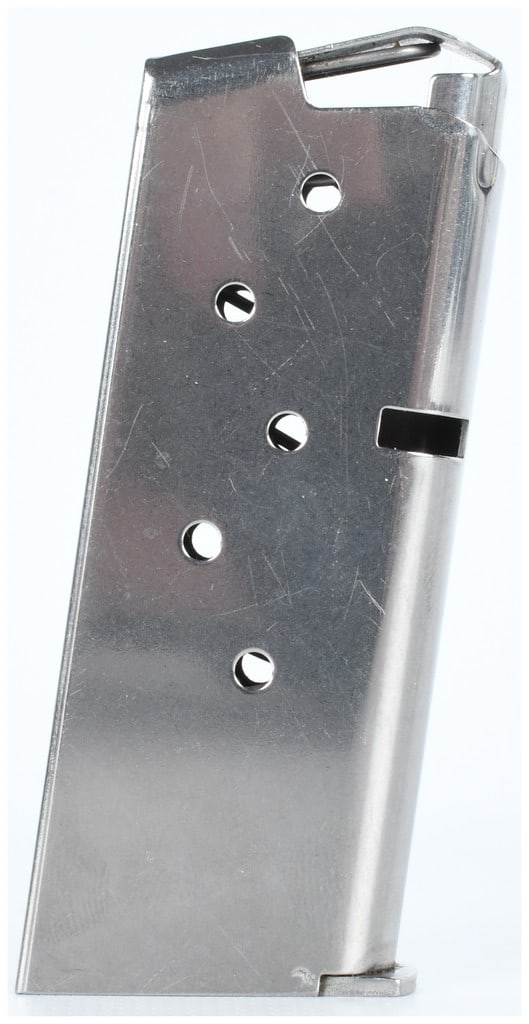 SIG Sauer P938 6-Round Magazine 9mm Para: A genuine SIG Sauer P938 detachable box magazine chambered for 9mm Para. This is the standard capacity, flush-fit magazine for the SIG 938 pistol, commonly rated for 6 rounds. The magazine is