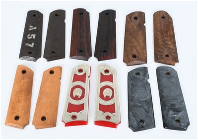 A Collection of Twelve 1911 Pistol Grip Panels Including Double Diamond and Custom Styles