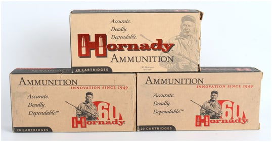 A Lot of 60 Hornady Custom 300 RCM Rifle Cartridges (150 gr SST and GMX)