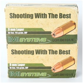 IMI Systems 9mm Luger 115 Grain Di-Cut JHP Ammunition Lot of 100 Rounds
