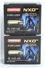 Lot of 40 Rounds Norma NXD Non-Expanding Defensive Ammunition 9mm Luger 65 Grain