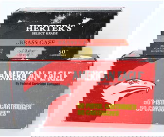 A Lot of 100 Rounds of .32 Auto Ammunition by Herter's and Federal American Eagle