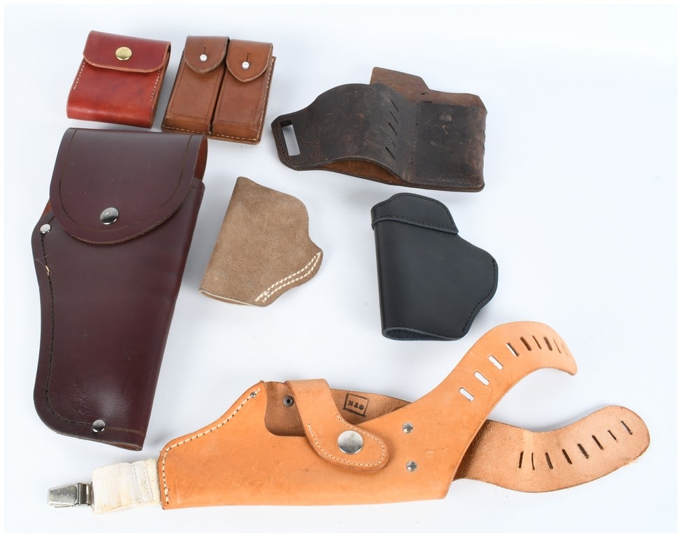 A Collection of 7 Leather and Polymer Firearm Accessories Holsters and Magazine Pouches (1 of 18)