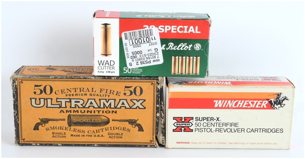A Collection of 300 Pistol Cartridges, Three Commercial Ammunition Boxes (1 of 6)