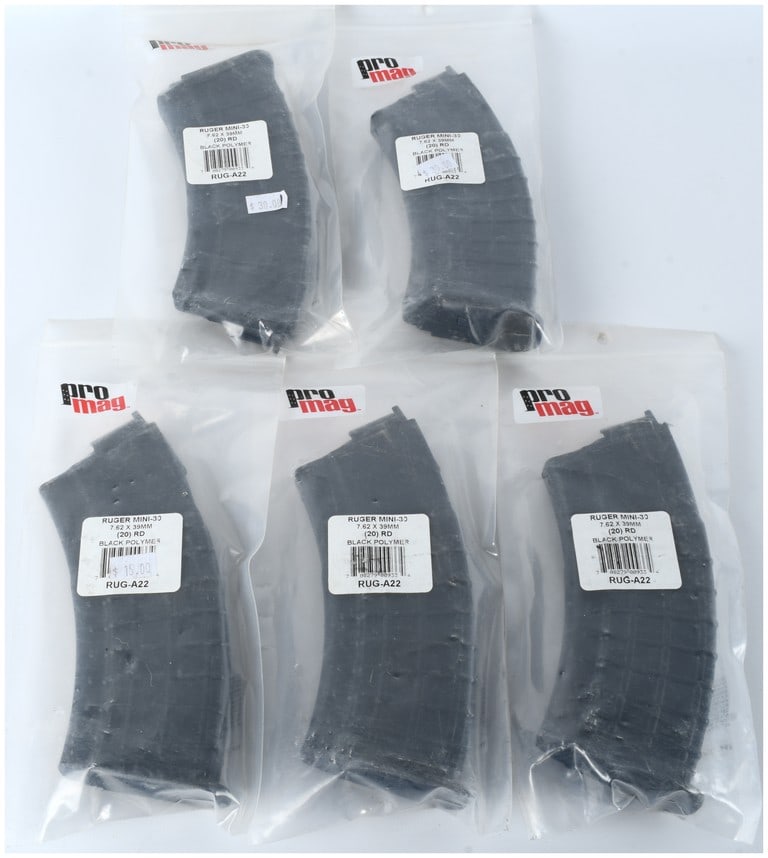 ProMag Industries Group of Five (5) 20-Round Black Polymer Magazines for Ruger Mini-30 7.62x39MM (1 of 4)
