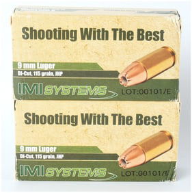 IMI Systems 9mm Luger 115 Grain Di-Cut JHP Ammunition Lot (100 Rounds)