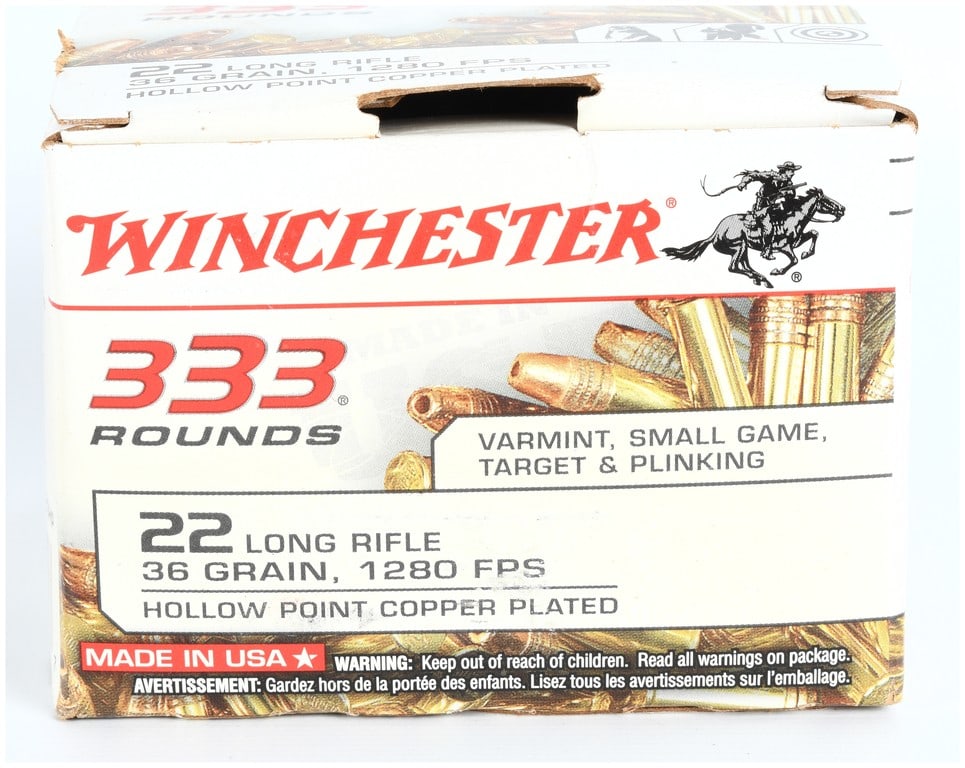 Lot of 333 Rounds Winchester .22 Long Rifle 36 Grain High Velocity Ammunition (1 of 2)
