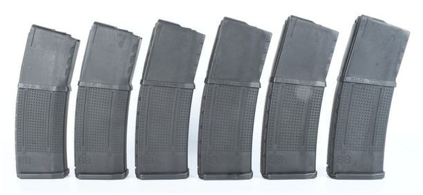 A Lot of 6 ProMag RM-30 RollerMag 30-Round Polymer Magazines for AR-15 5.56mm