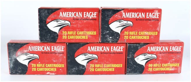 Federal American Eagle .223 REM 55 GR FMJ Boat-Tail Ammunition Lot (100 Rounds)